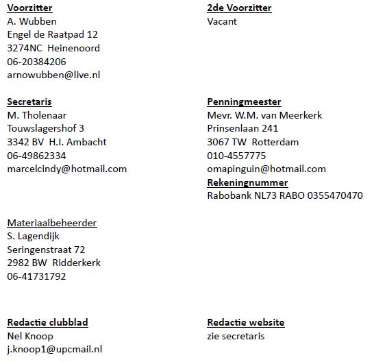 Voor verhuur clubhuis zie voorzitter